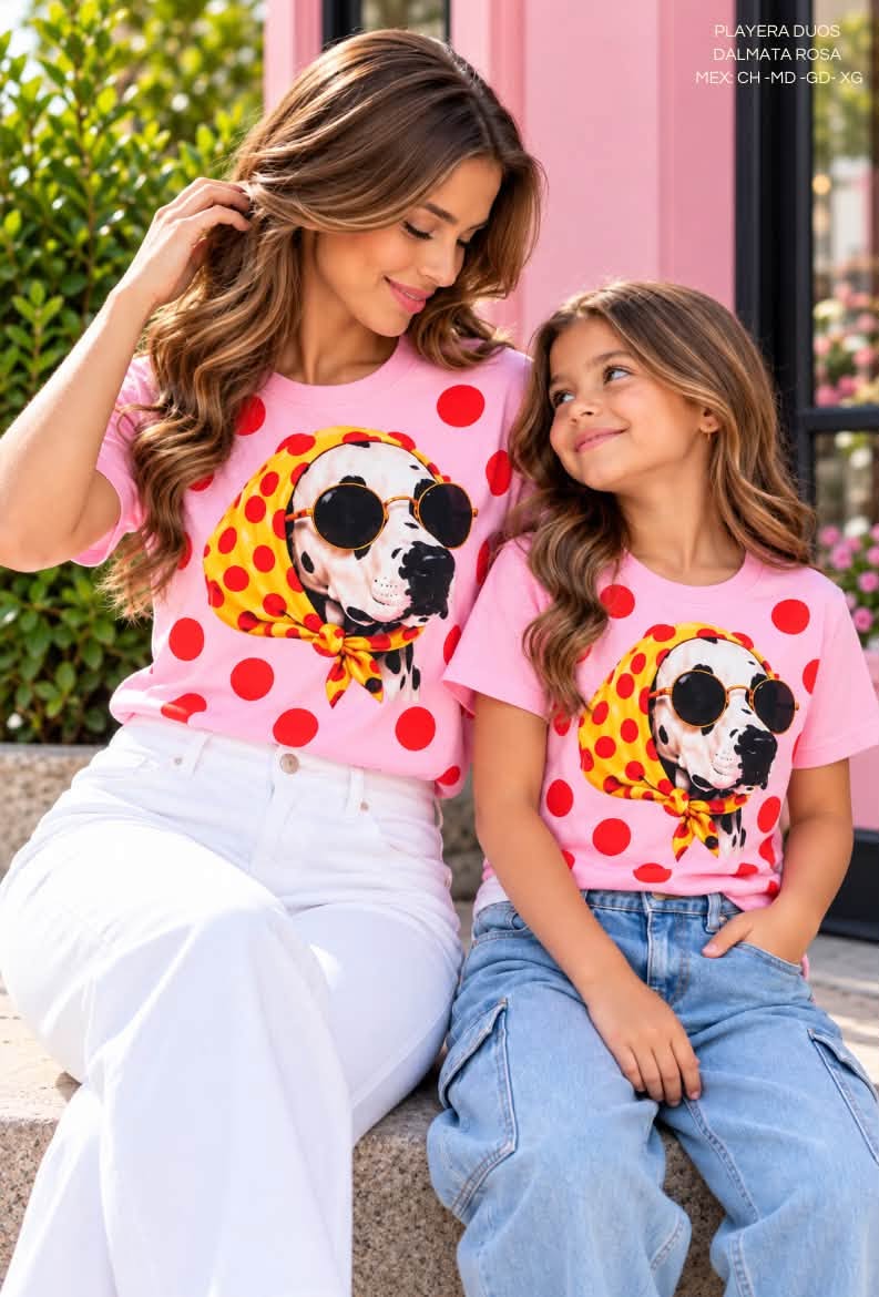 PLAYERA DUOS DALMATA ROSA DAMA