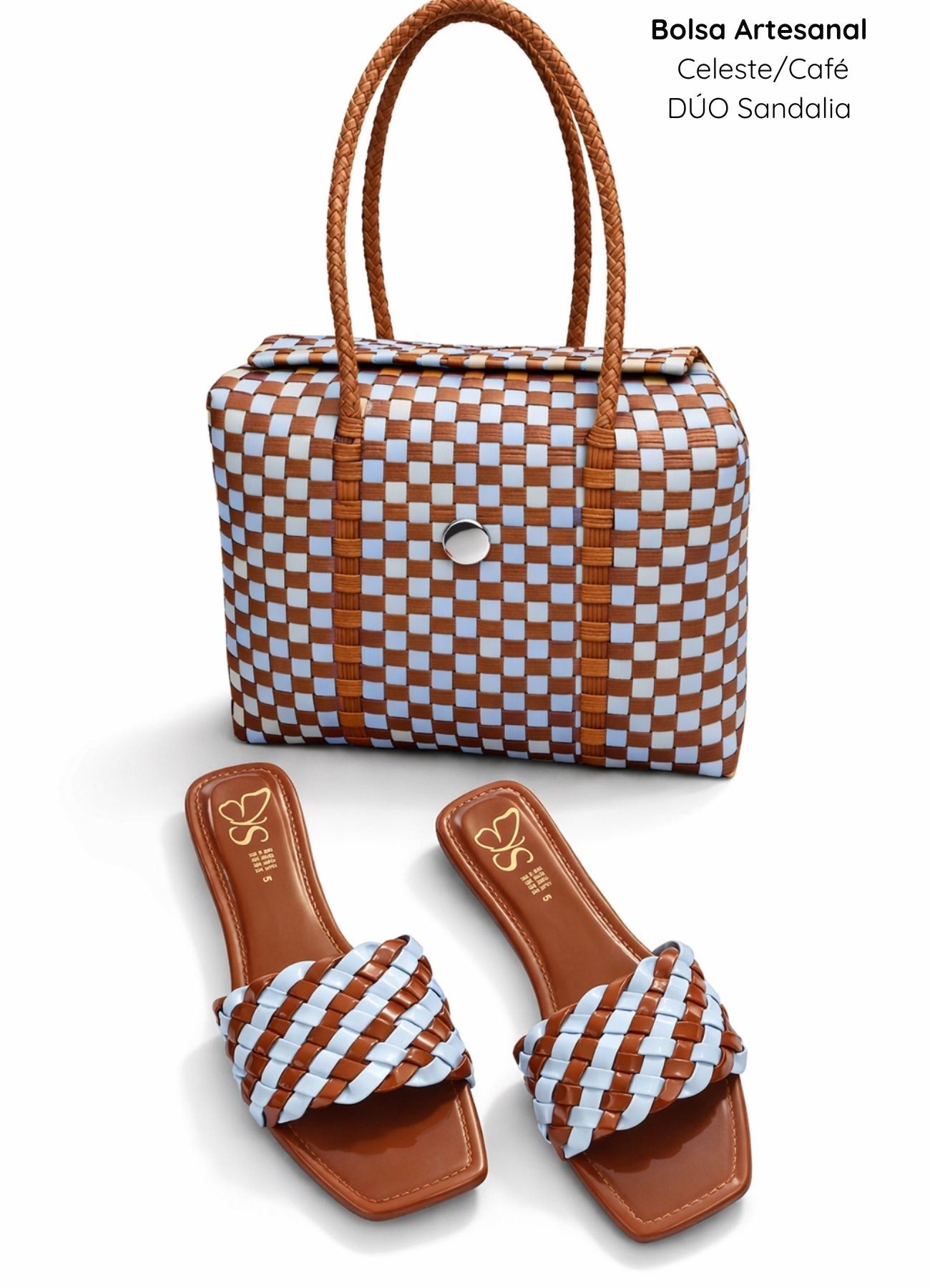 DUO BOLSA SANDALIA CELESTE CAFE