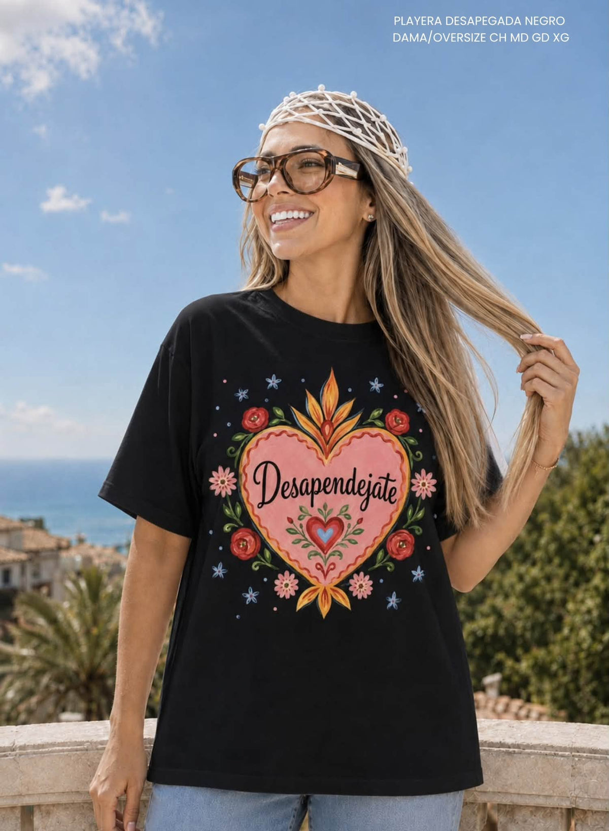 PLAYERA DESAPEGADA NEGRO