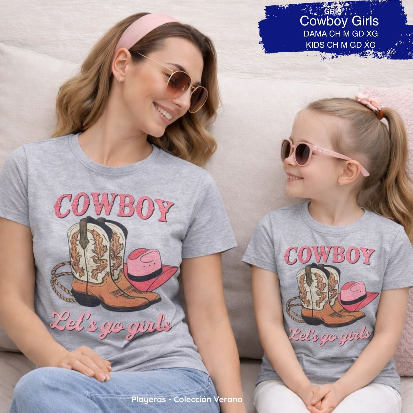 PLAYERA COWBOY GIRLS GRIS
