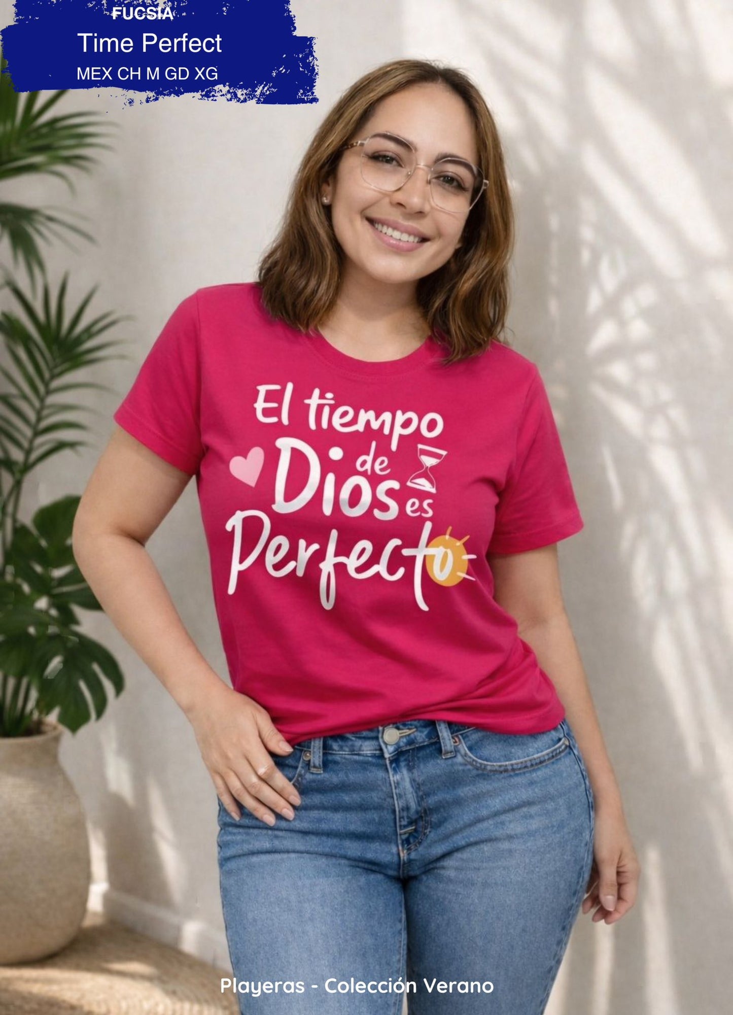 PLAYERA TIME PERFECT FUCSIA