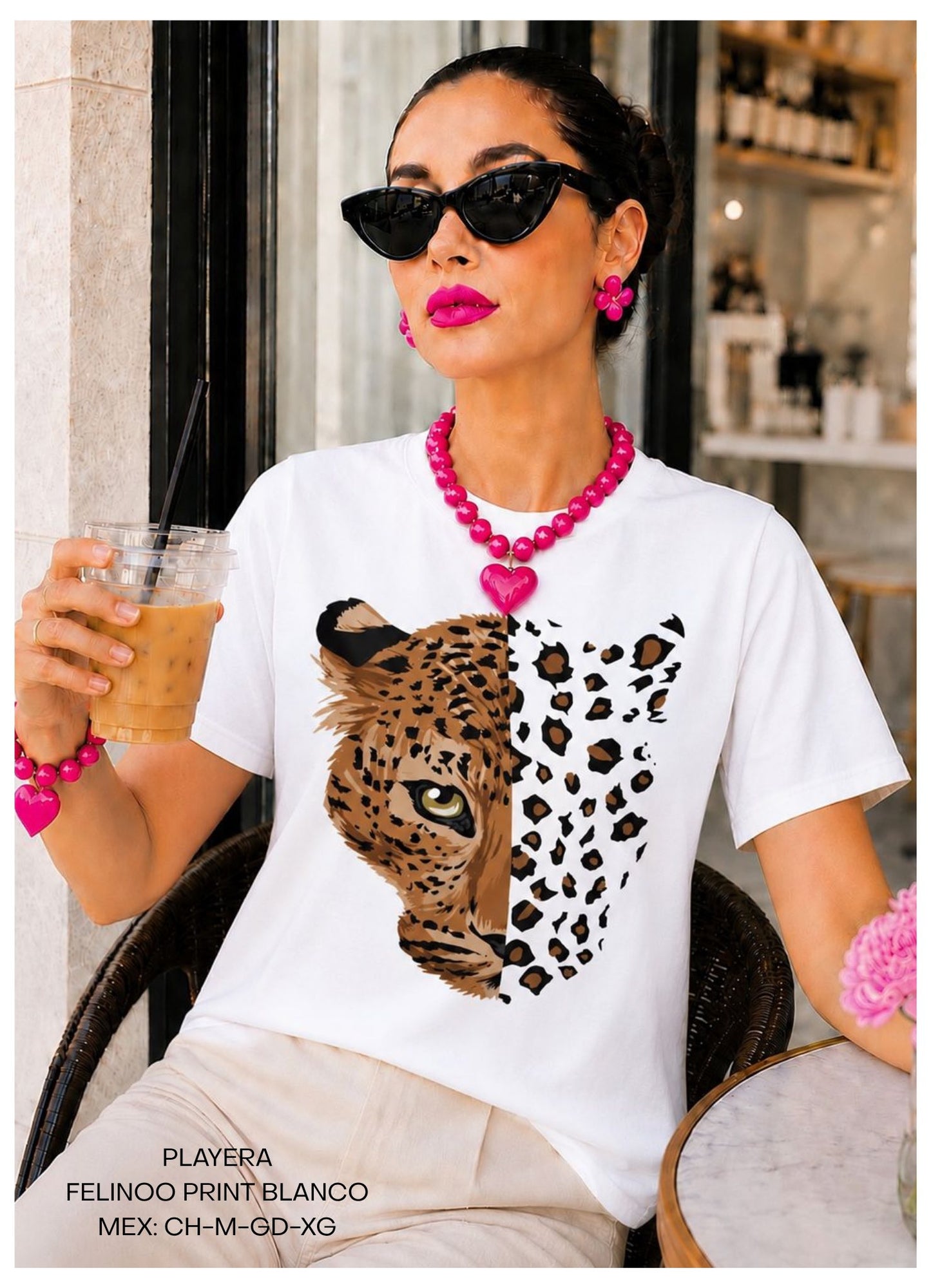 PLAYERA FELINOO PRINT BLANCO