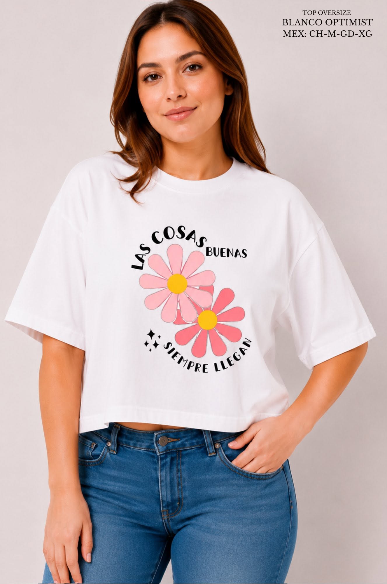 PLAYERA CROP OVER BLANCO OPTIMIST