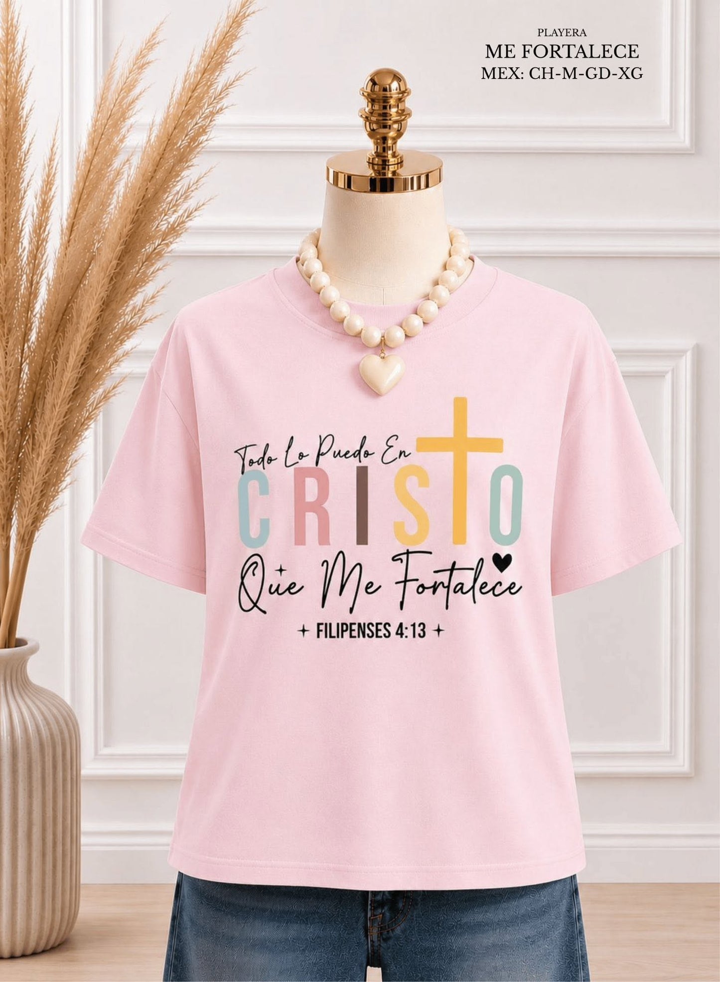 PLAYERA ME FORTALECE ROSA