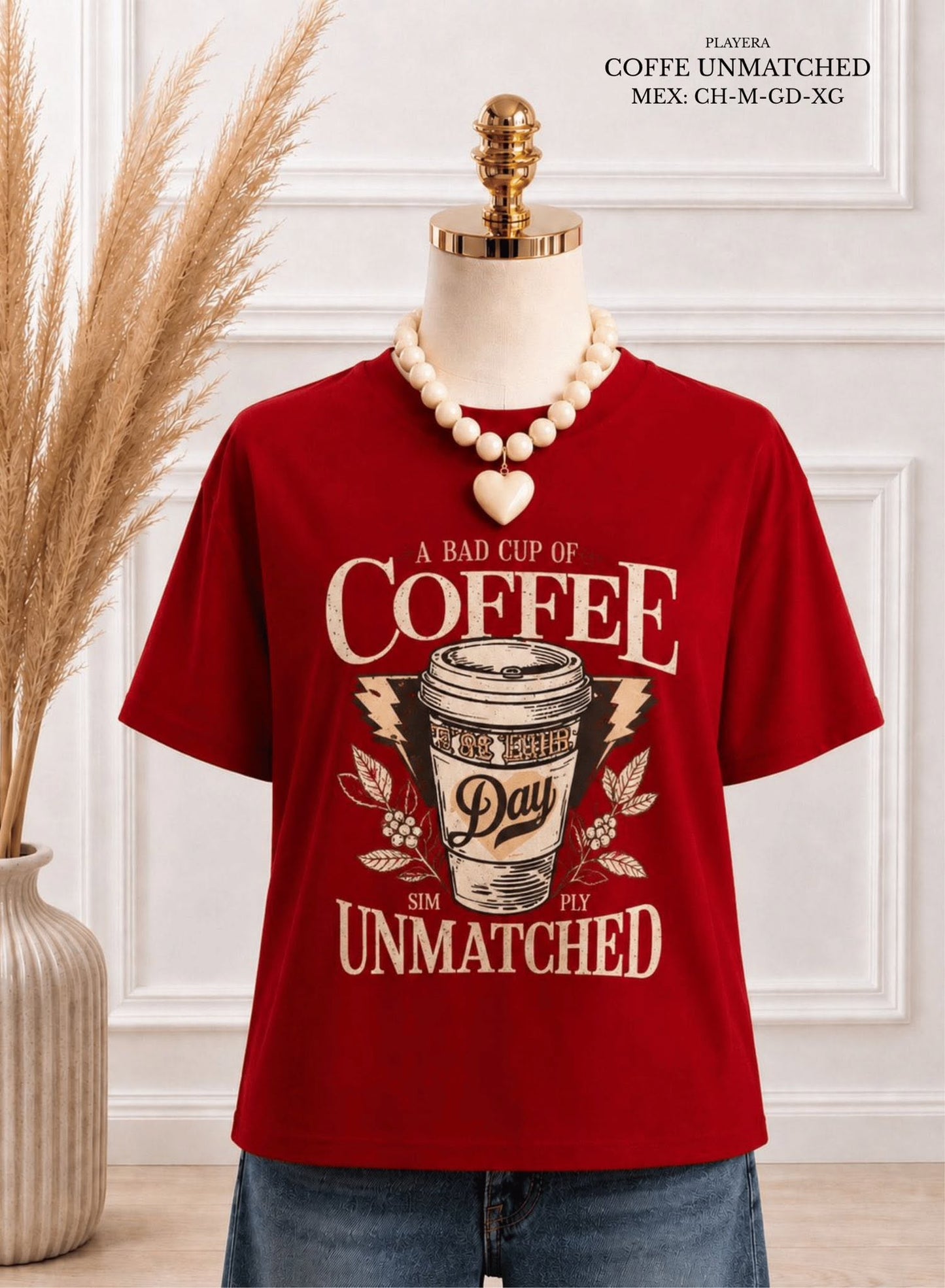 PLAYERA COFFE UNMATCHED ROJO