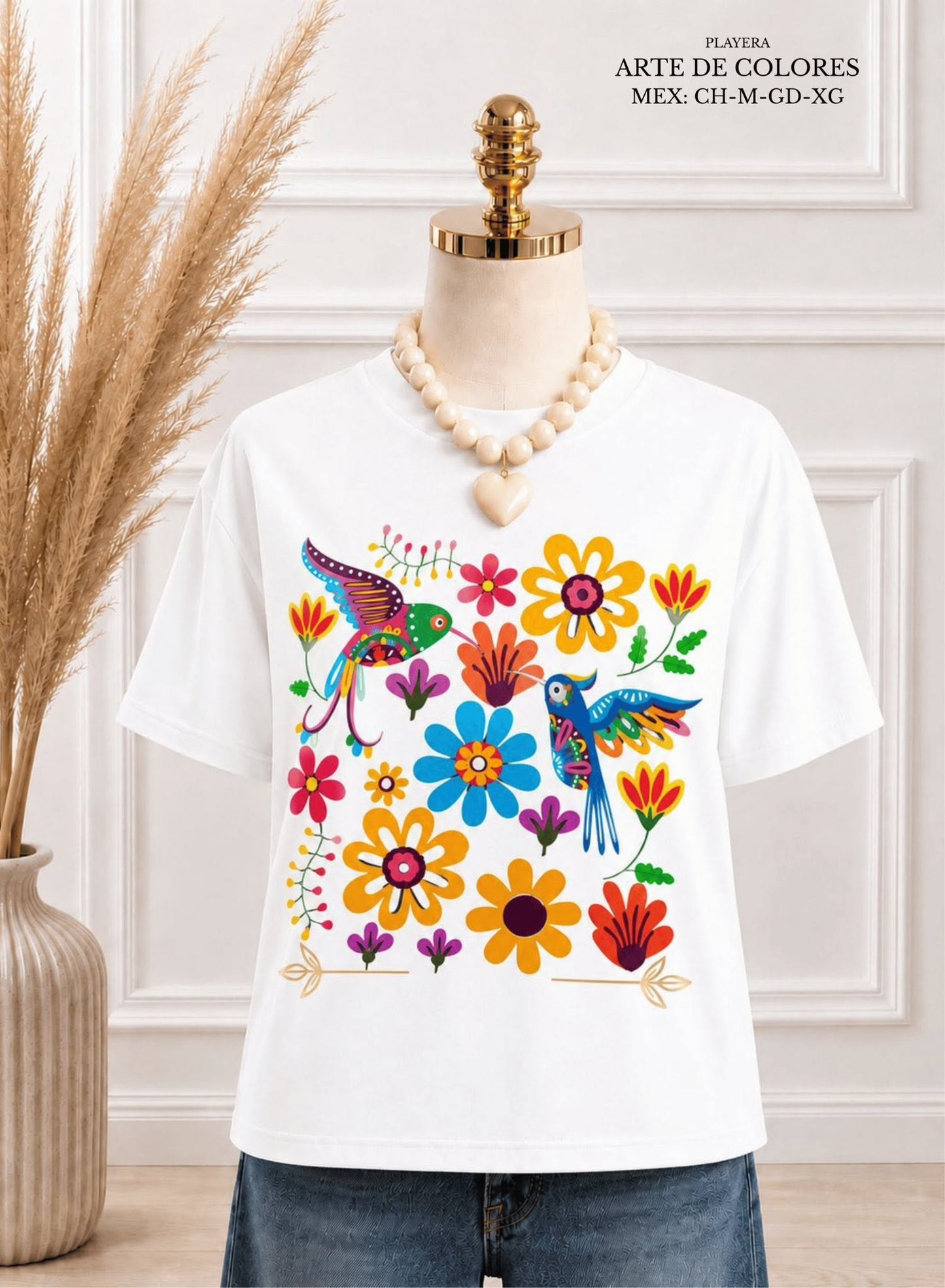 PLAYERA ARTE DE COLORES BLANCO