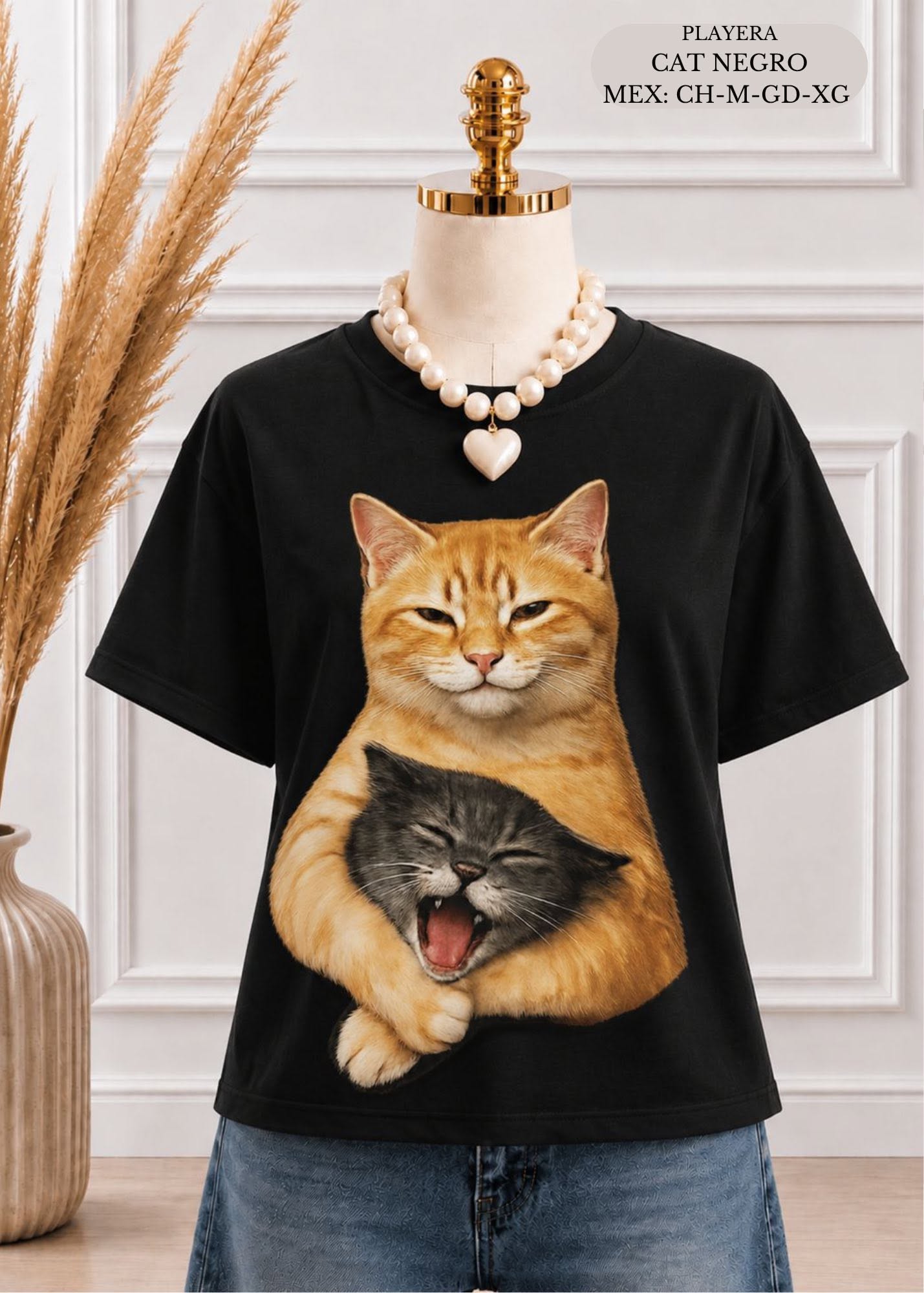 PLAYERA CAT NEGRO