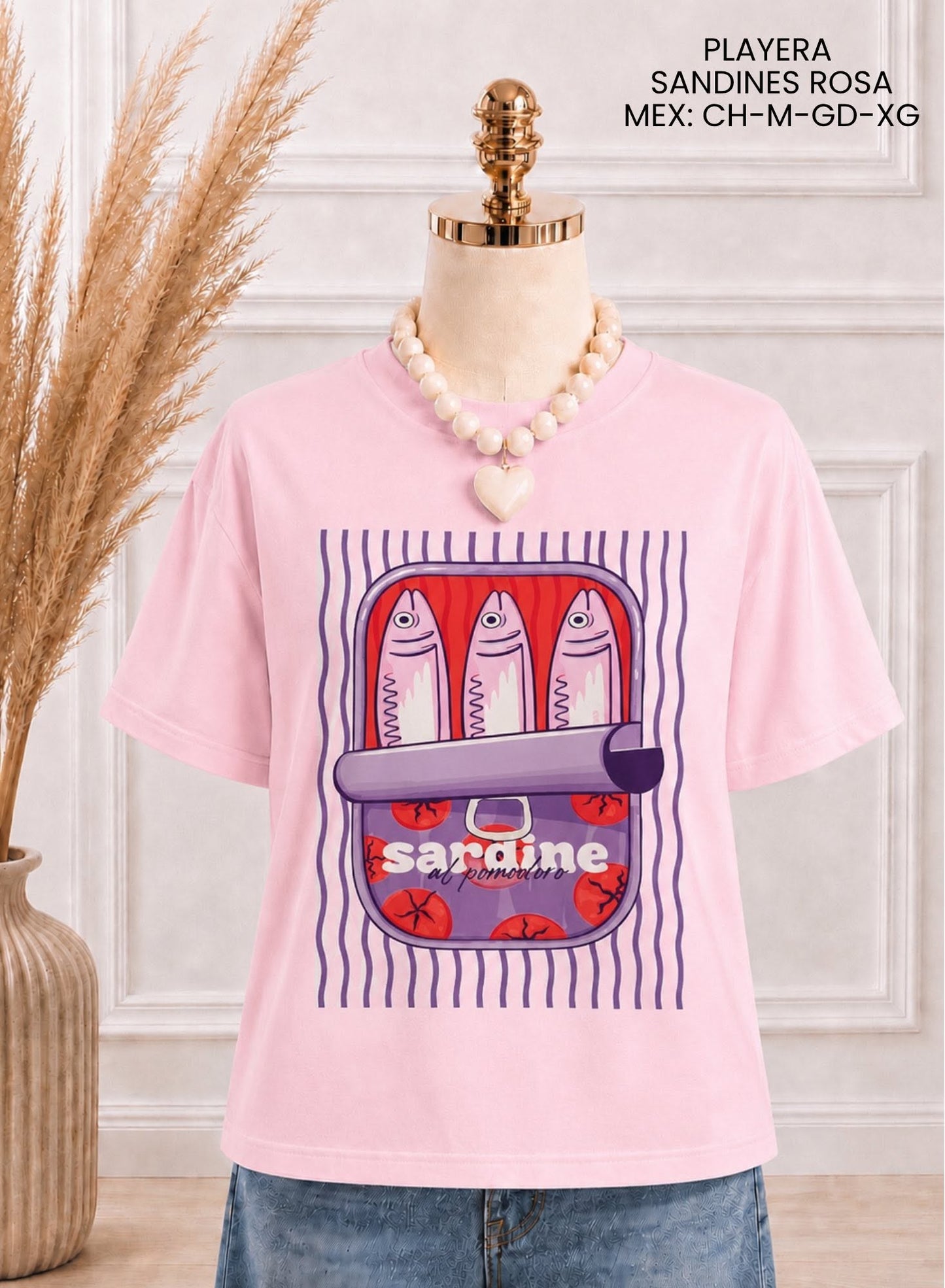 PLAYERA SARDINES ROSA