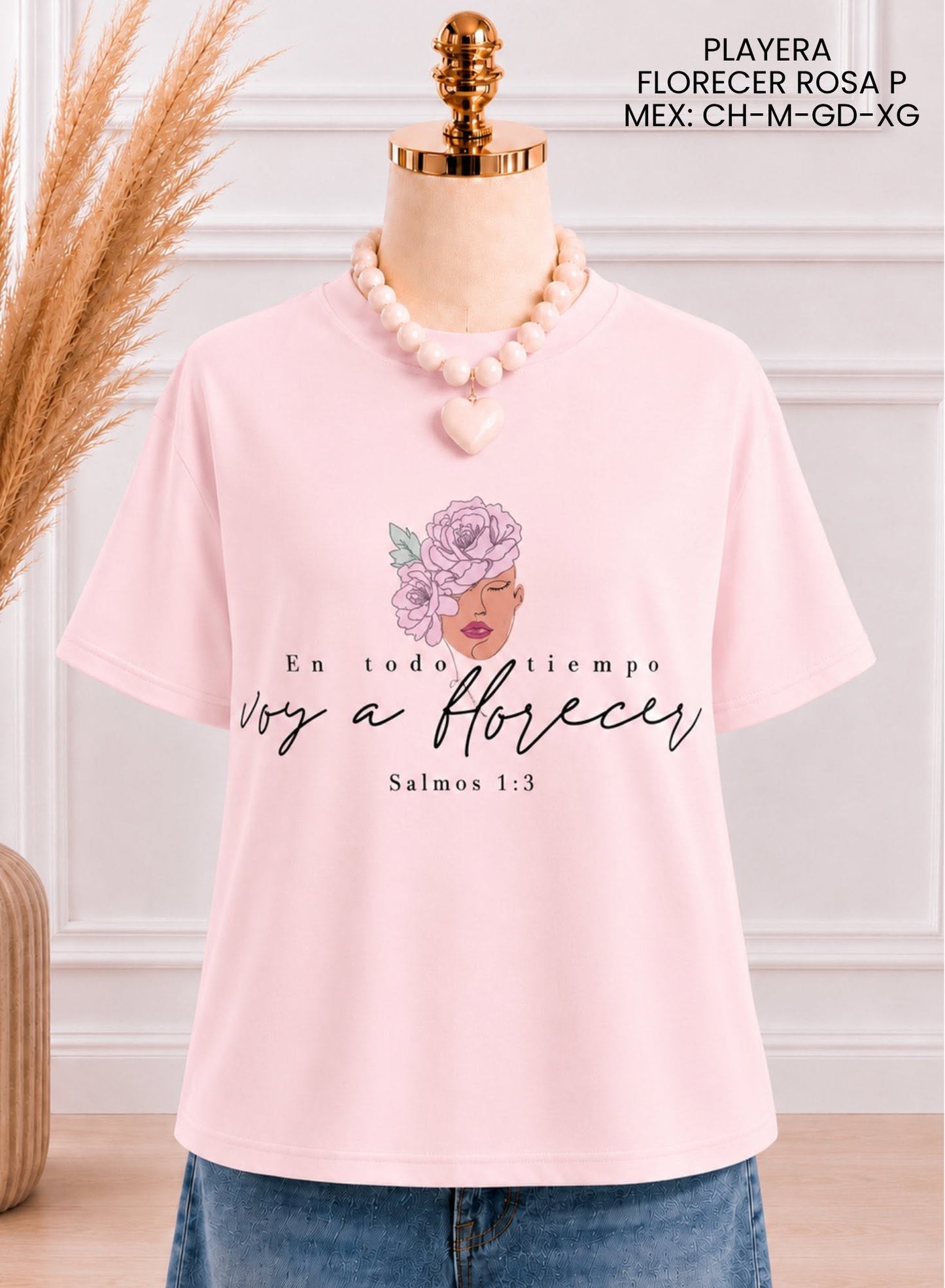 PLAYERA FLORECER ROSA P
