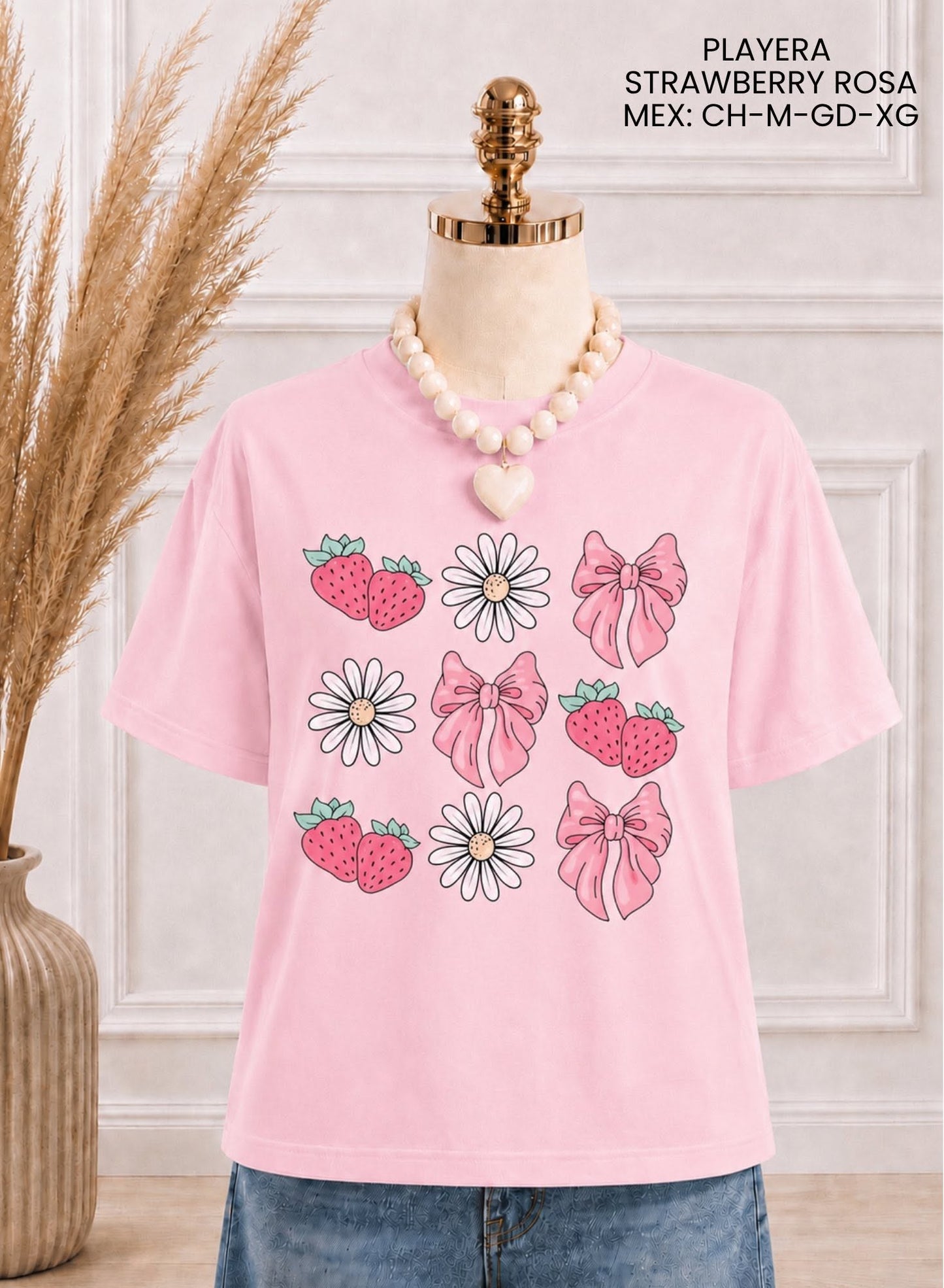 PLAYERA/STRAWBERRY/ROSA