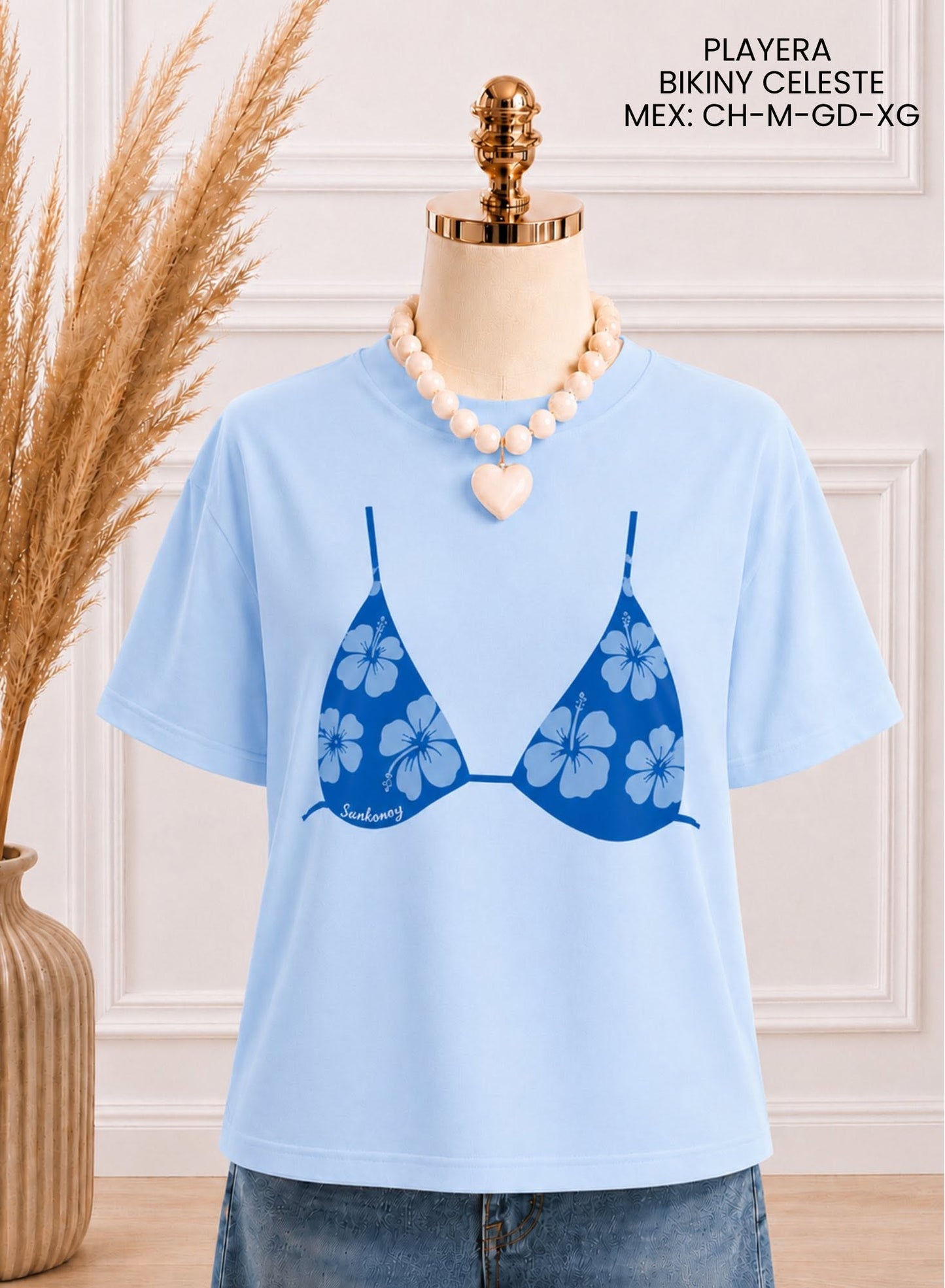 PLAYERA BIKINI CELESTE