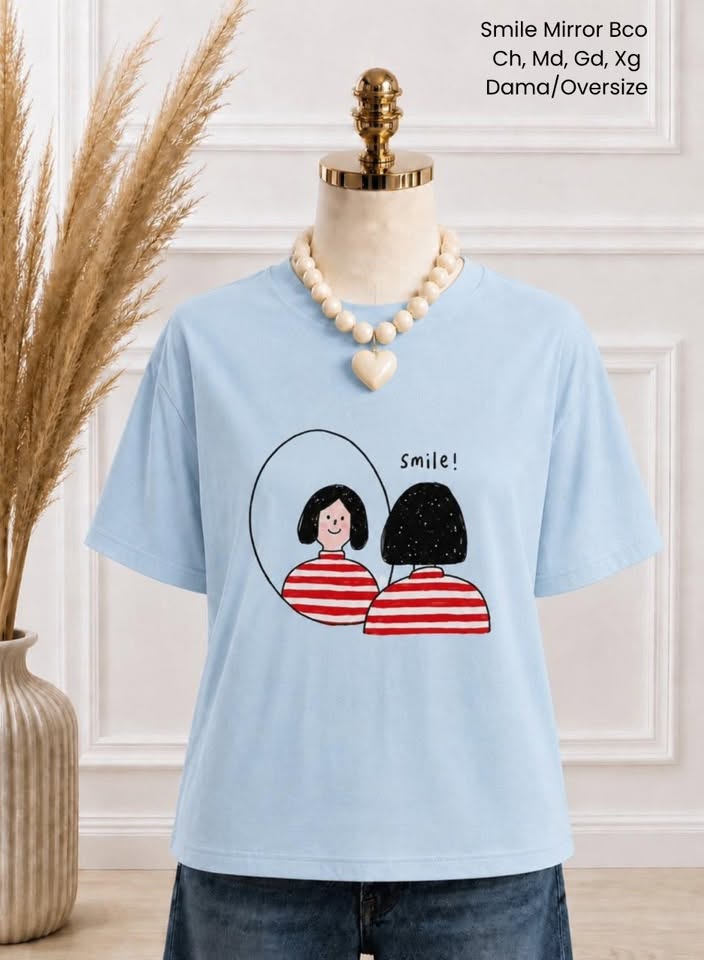 PLAYERA SMILE MIRROR BCO