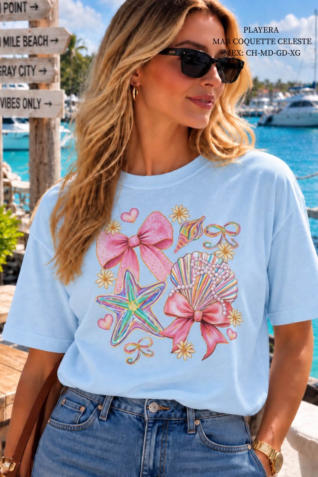 PLAYERA MAR COQUETTE CELESTE