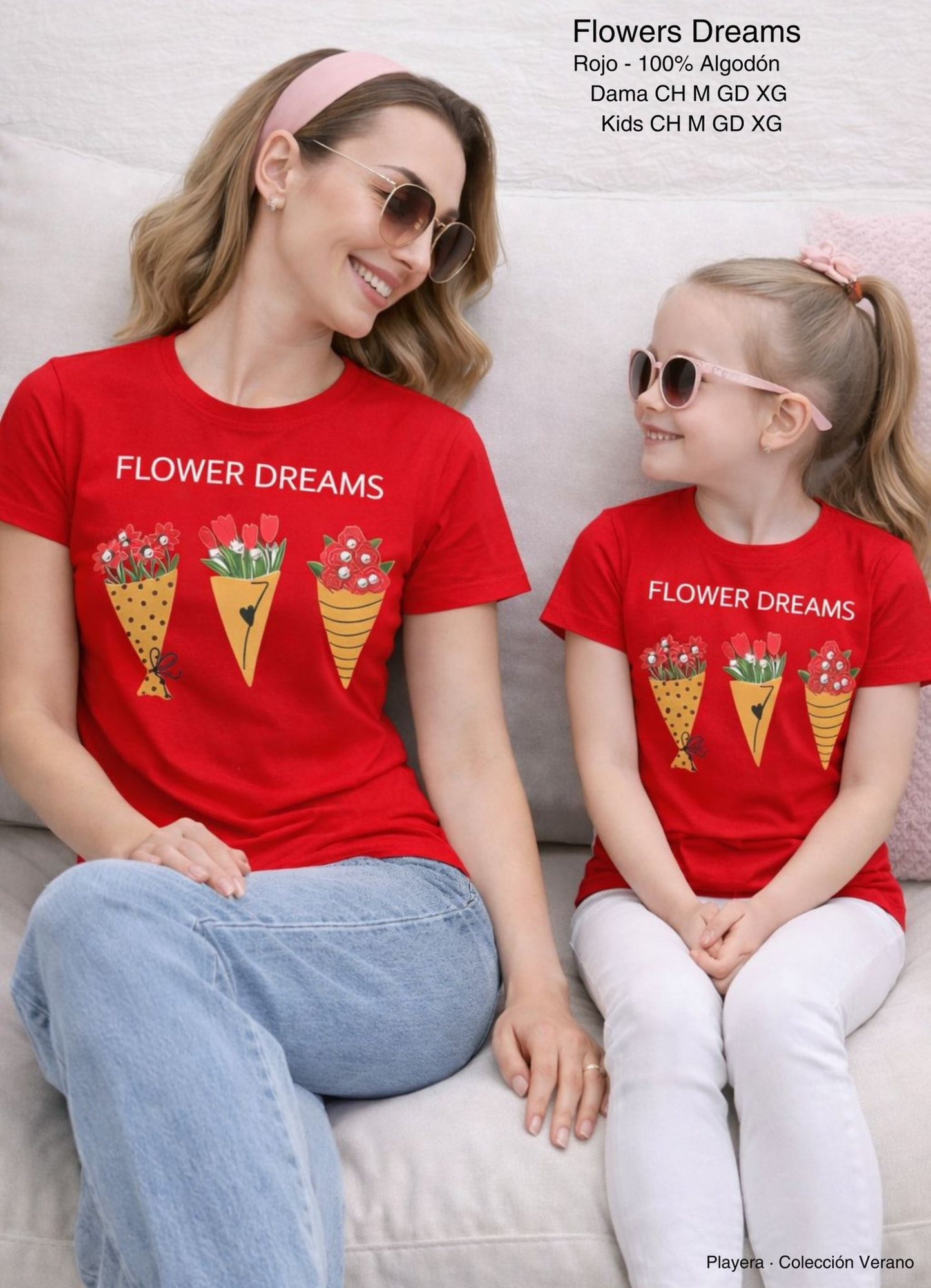 PLAYERA FLOWERS DREAMS DAMA ROJO