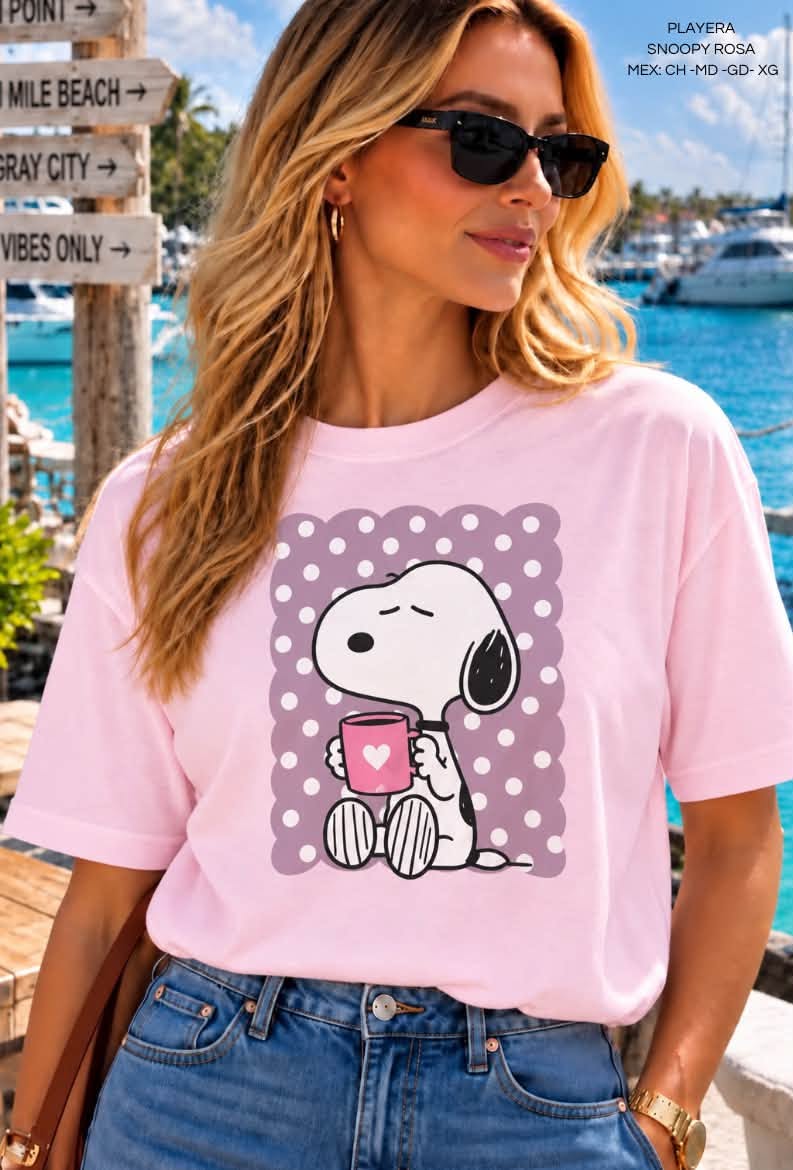 PLAYERA SNOOPY ROSA