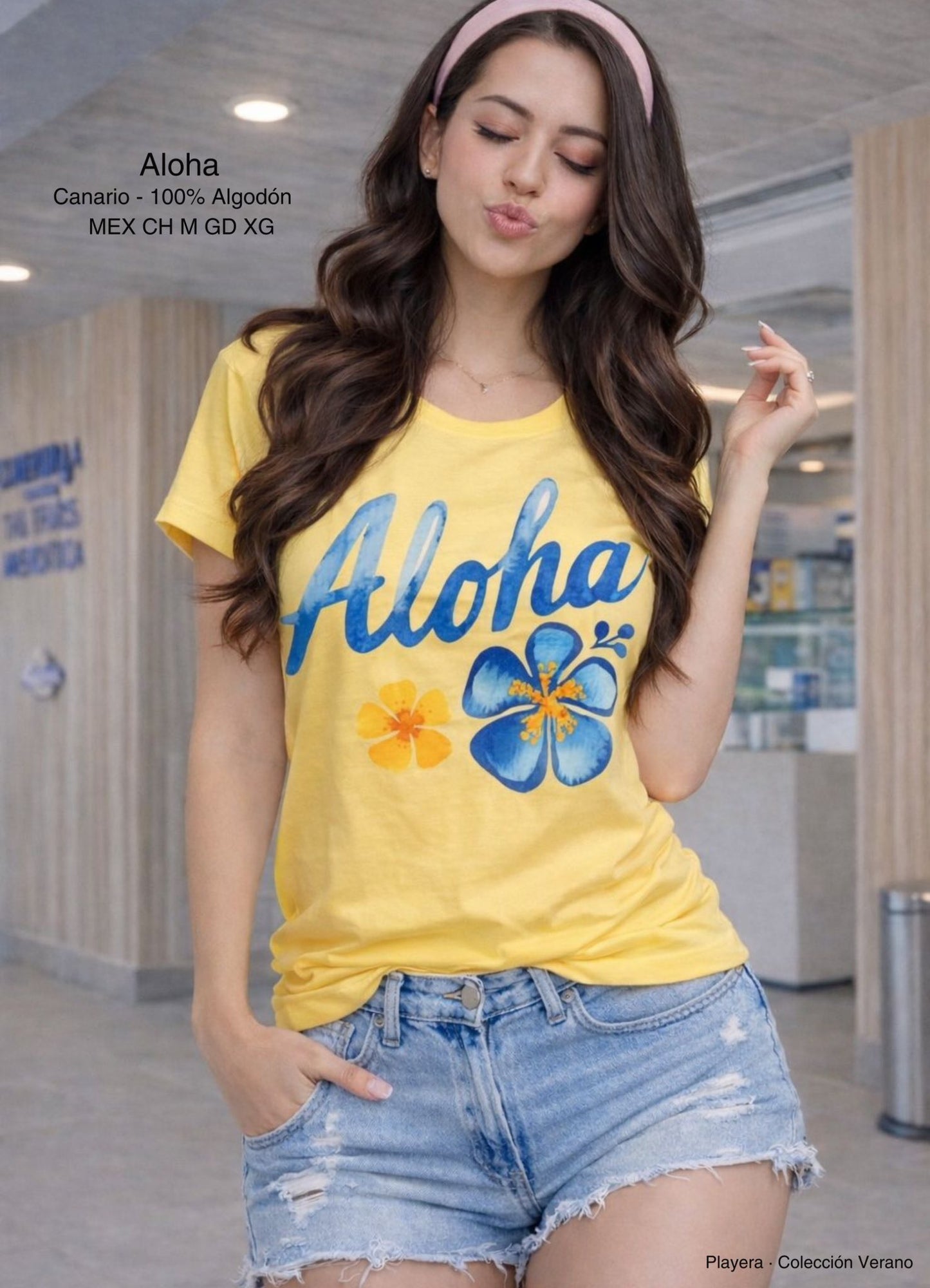 PLAYERA ALOHA CANARIO