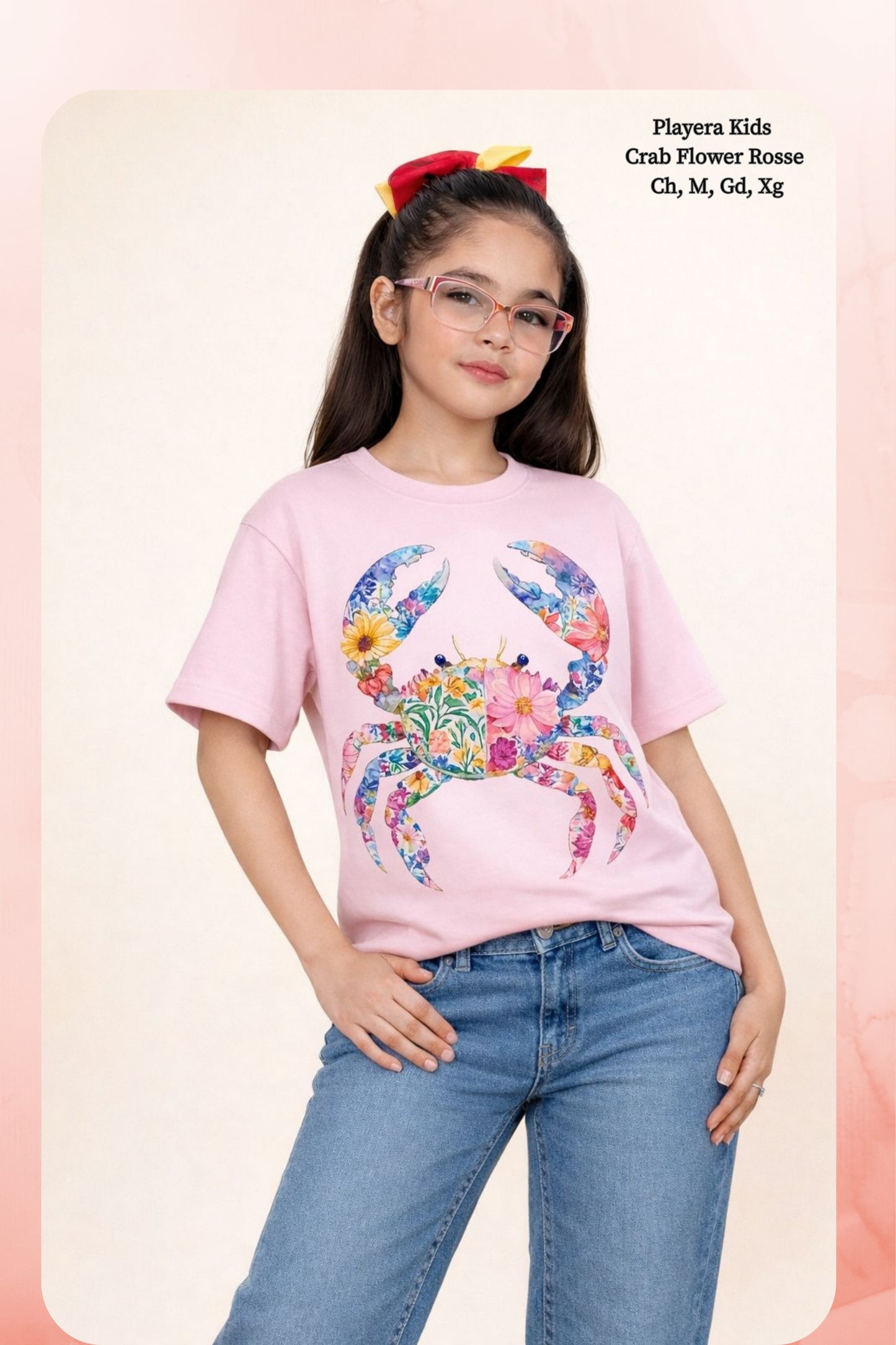 PLAYERA KIDS CRAB FLOWER ROSSE