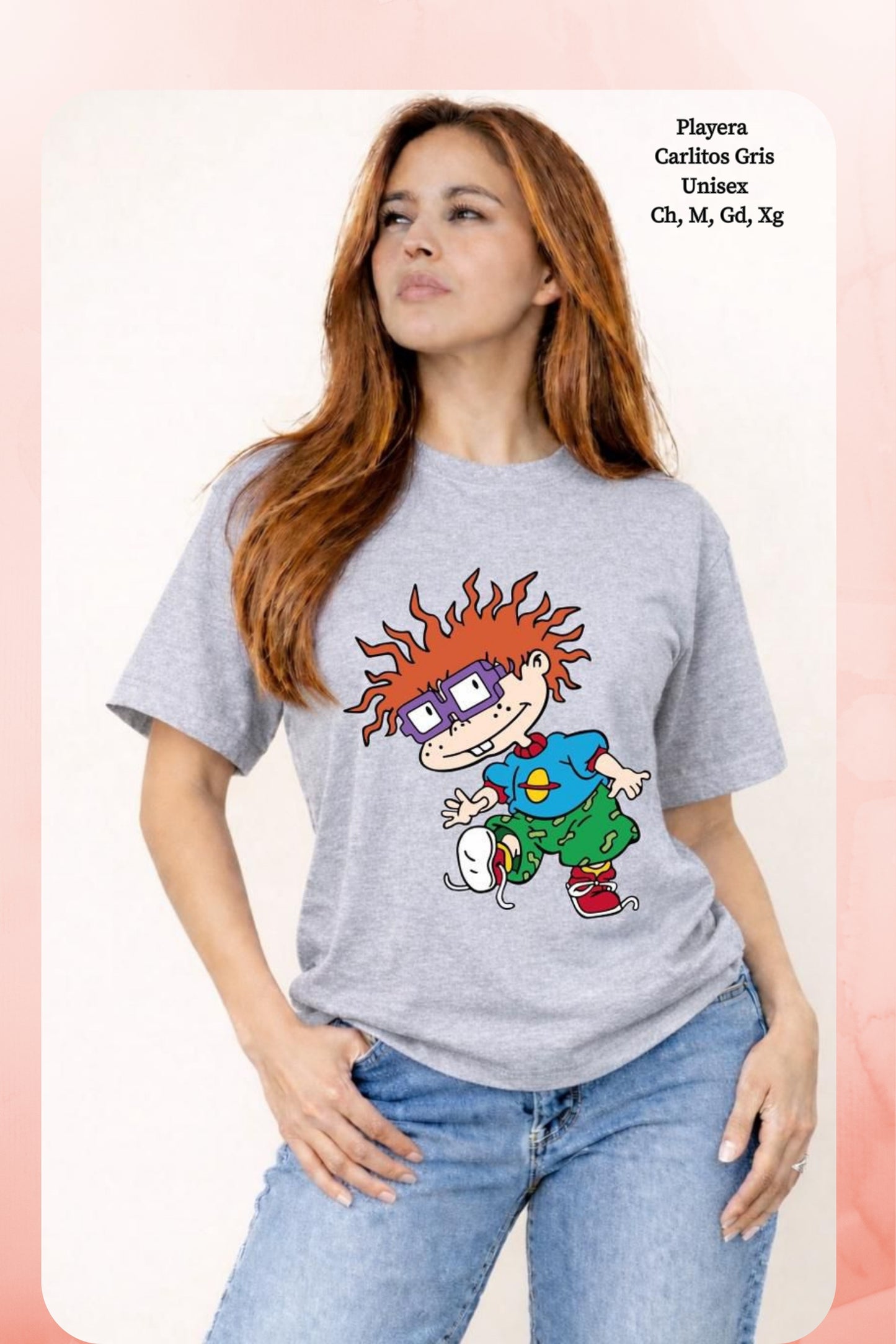 PLAYERA CARLITOS GRIS DAMA