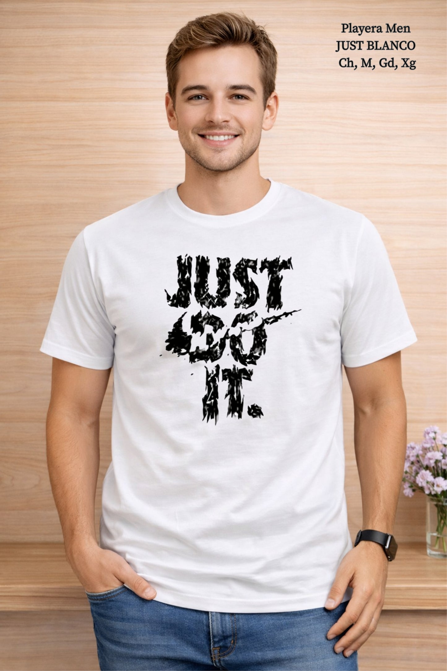 PLAYERA MEN JUST BLANCO