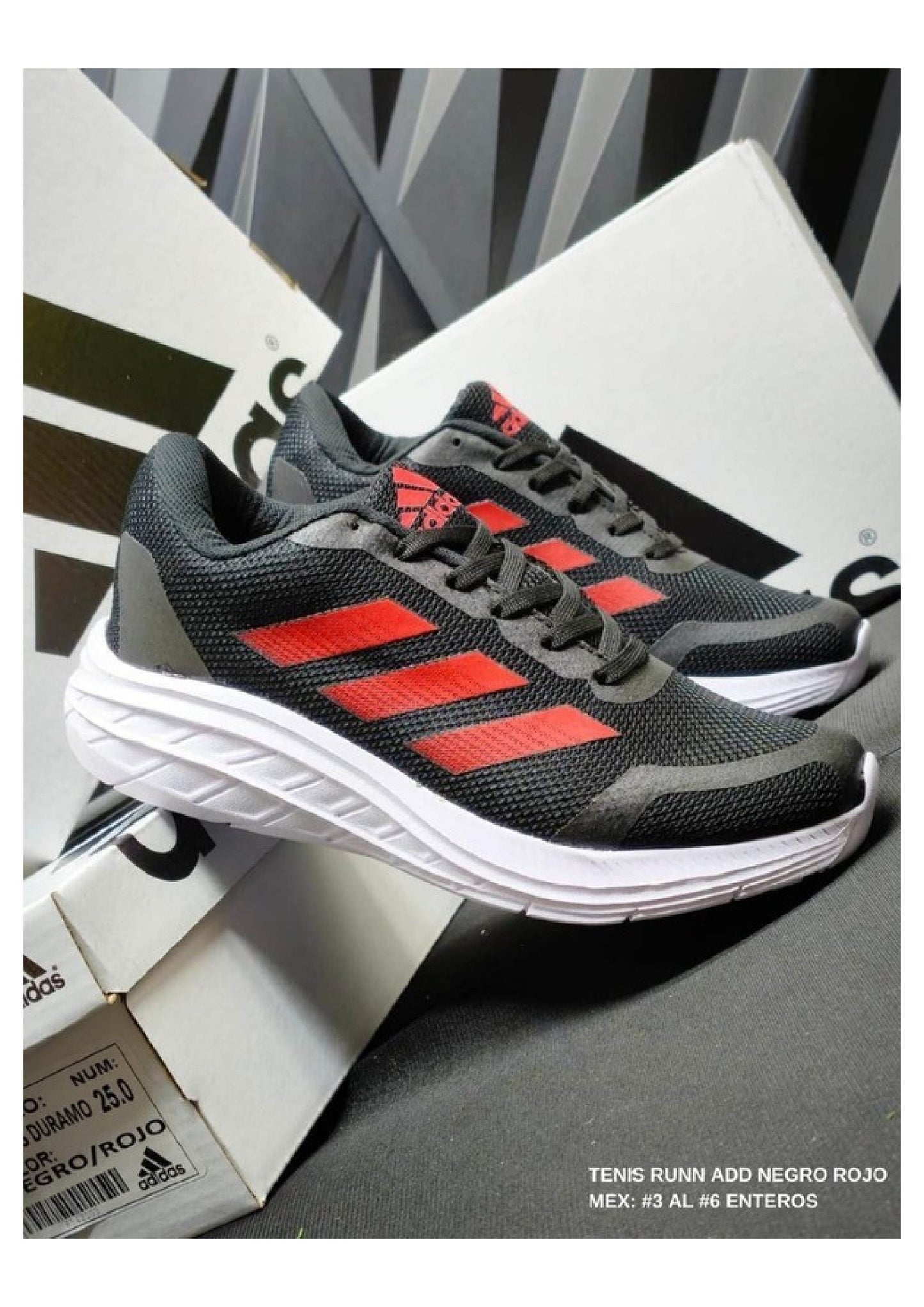 TENIS RUNN ADD NEGRO ROJO