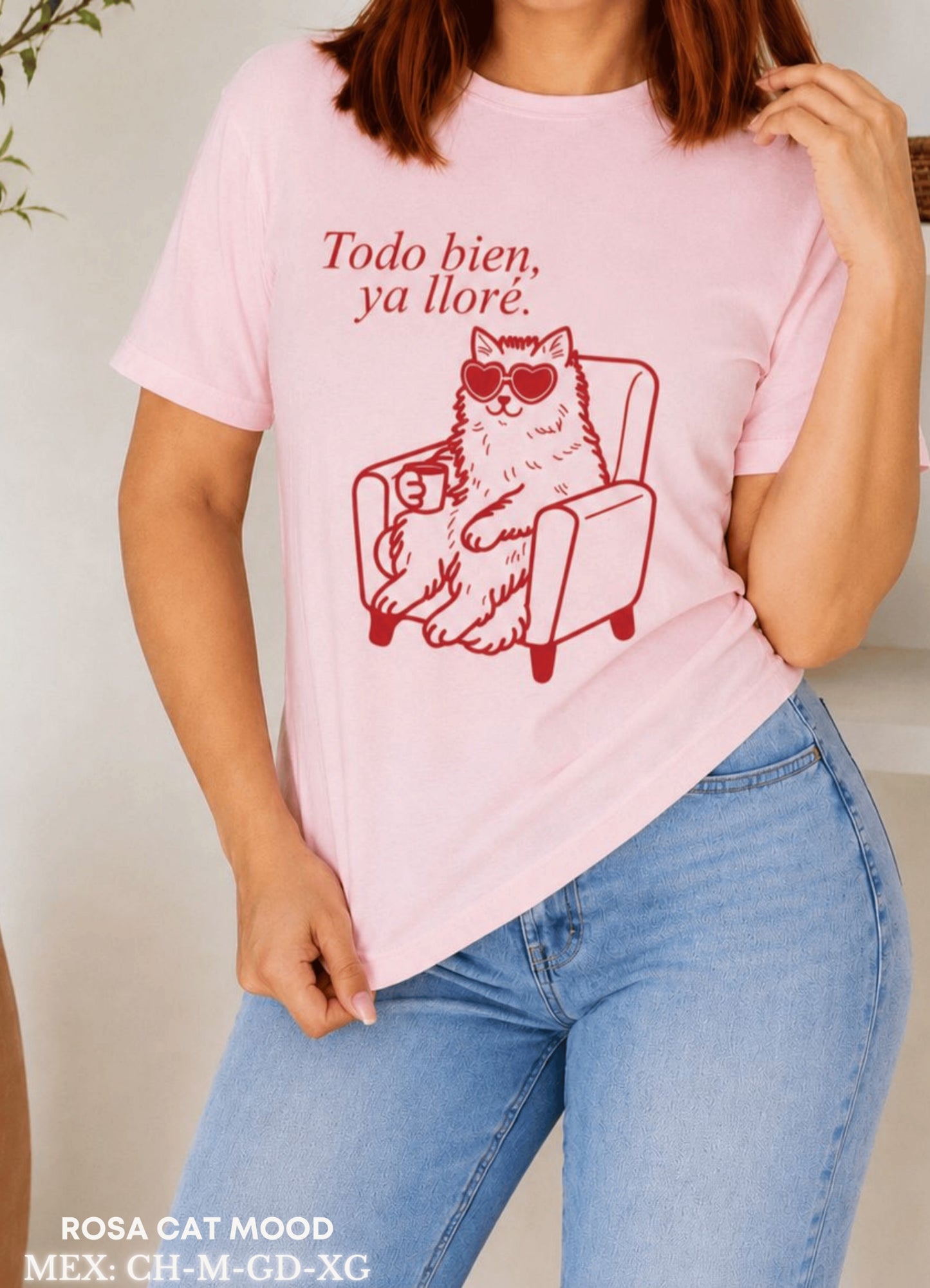 PLAYERA ROSA CAT MOOD