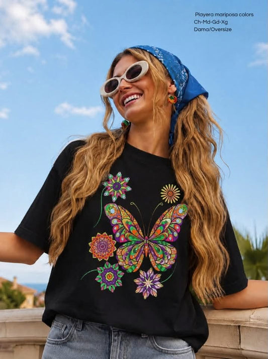 PLAYERA MARIPOSA COLORS