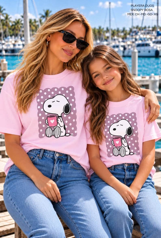 PLAYERA DUOS SNOOPY ROSA KIDS