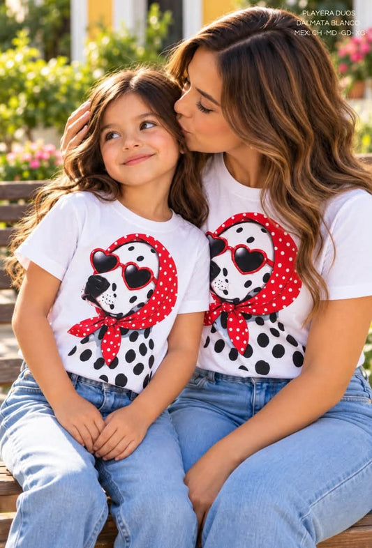 PLAYERA DUOS DALMATA BLANCO DAMA