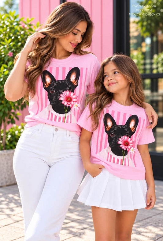 PLAYERA DUOS DOG ROSA KIDS