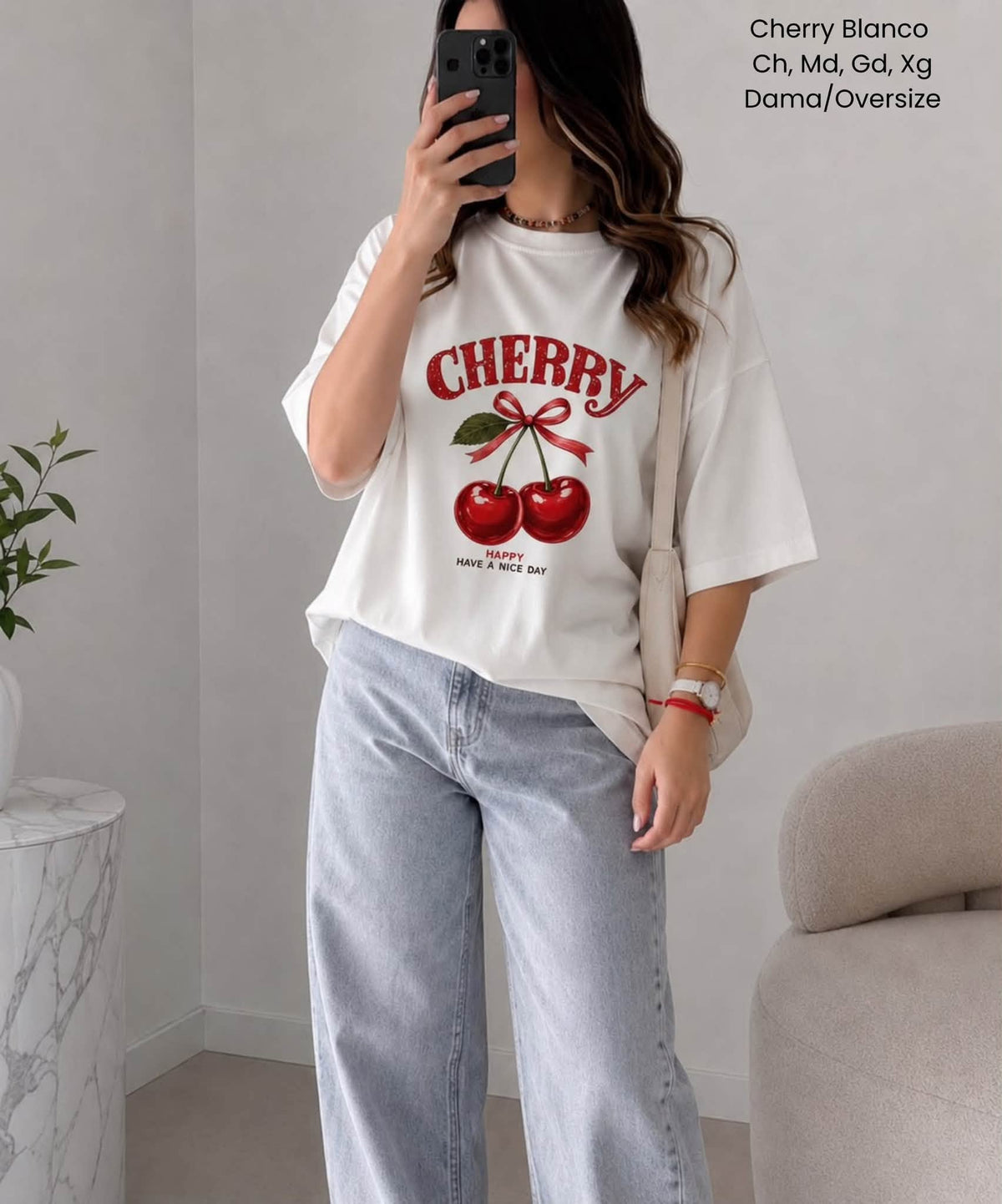 PLAYERA CHERRY BLANCO