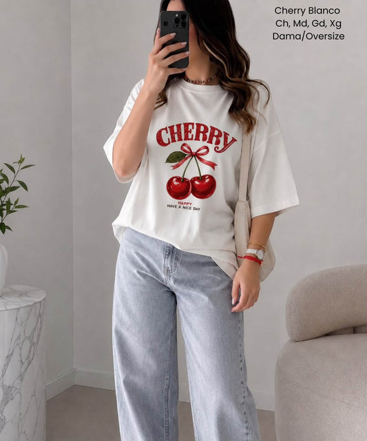 PLAYERA CHERRY BLANCO