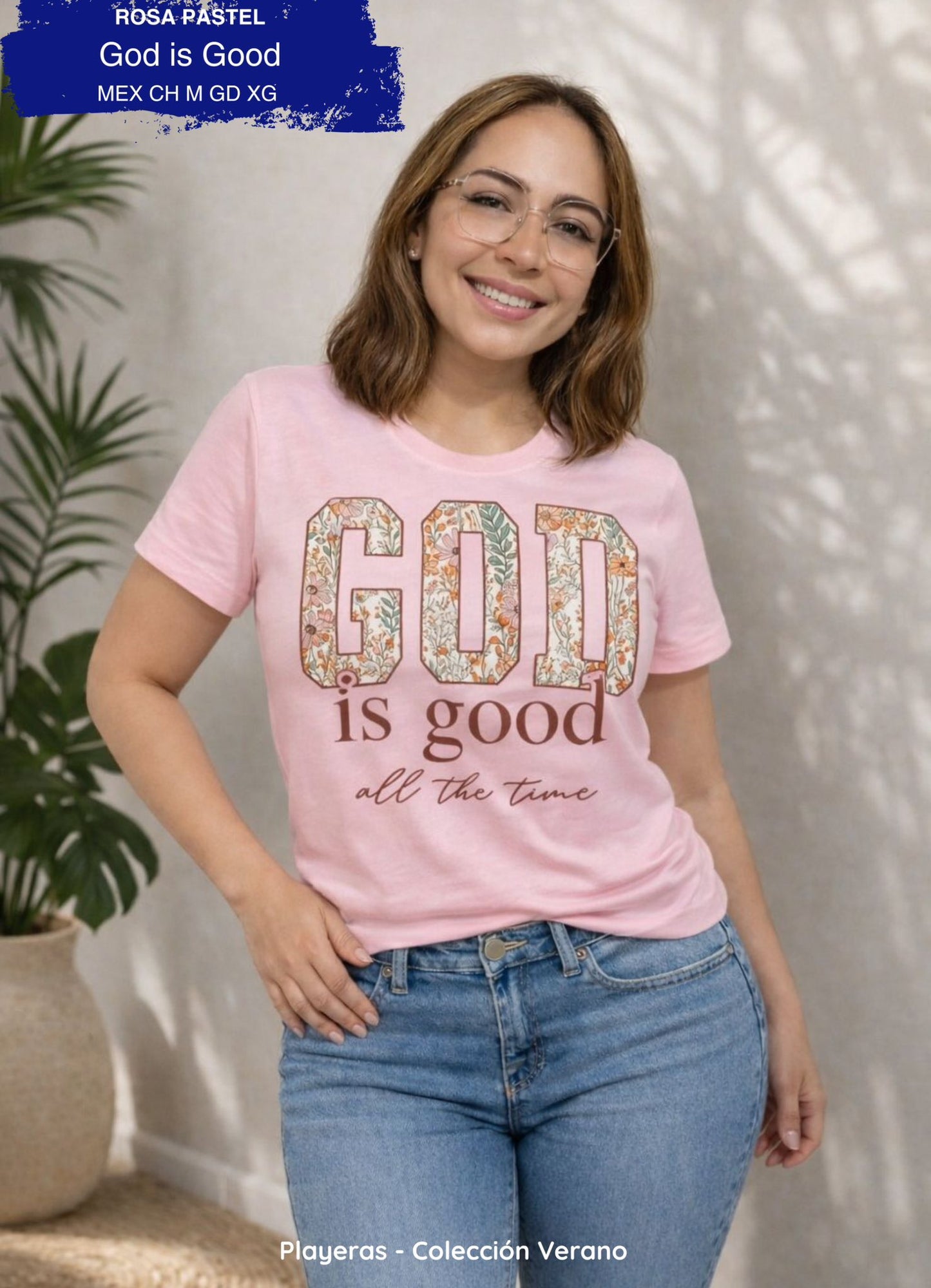 PLAYERA GOD IS GOOD ROSA