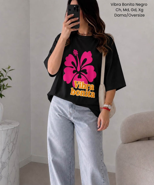 PLAYERA VIBRA BONITA NEGRO