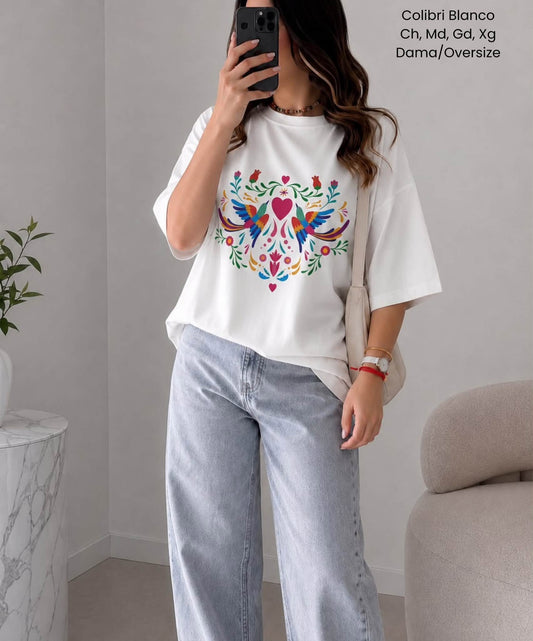 PLAYERA COLIBRI BLANCO