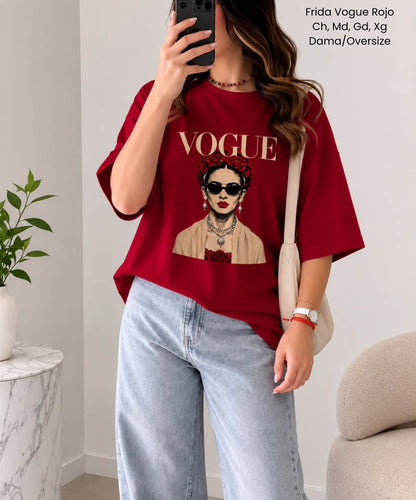 PLAYERA FRIDA VOGUE ROJO
