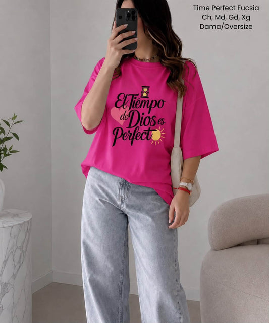 PLAYERA TIME PERFECT FUCSIA