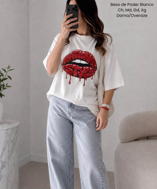 PLAYERA BESO DE PODER BLANCO