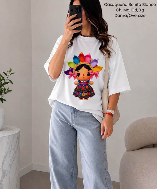 PLAYERA OAXAQUEÑA BONITA BLANCO