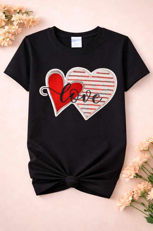 PLAYERA LOVE HEART NEGRO