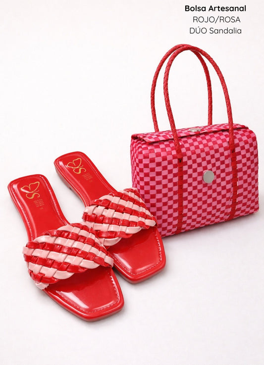 DUO BOLSA SANDALIA ROJO ROSA