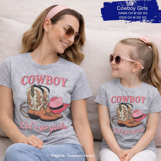 PLAYERA COWBOY GIRLS GRIS