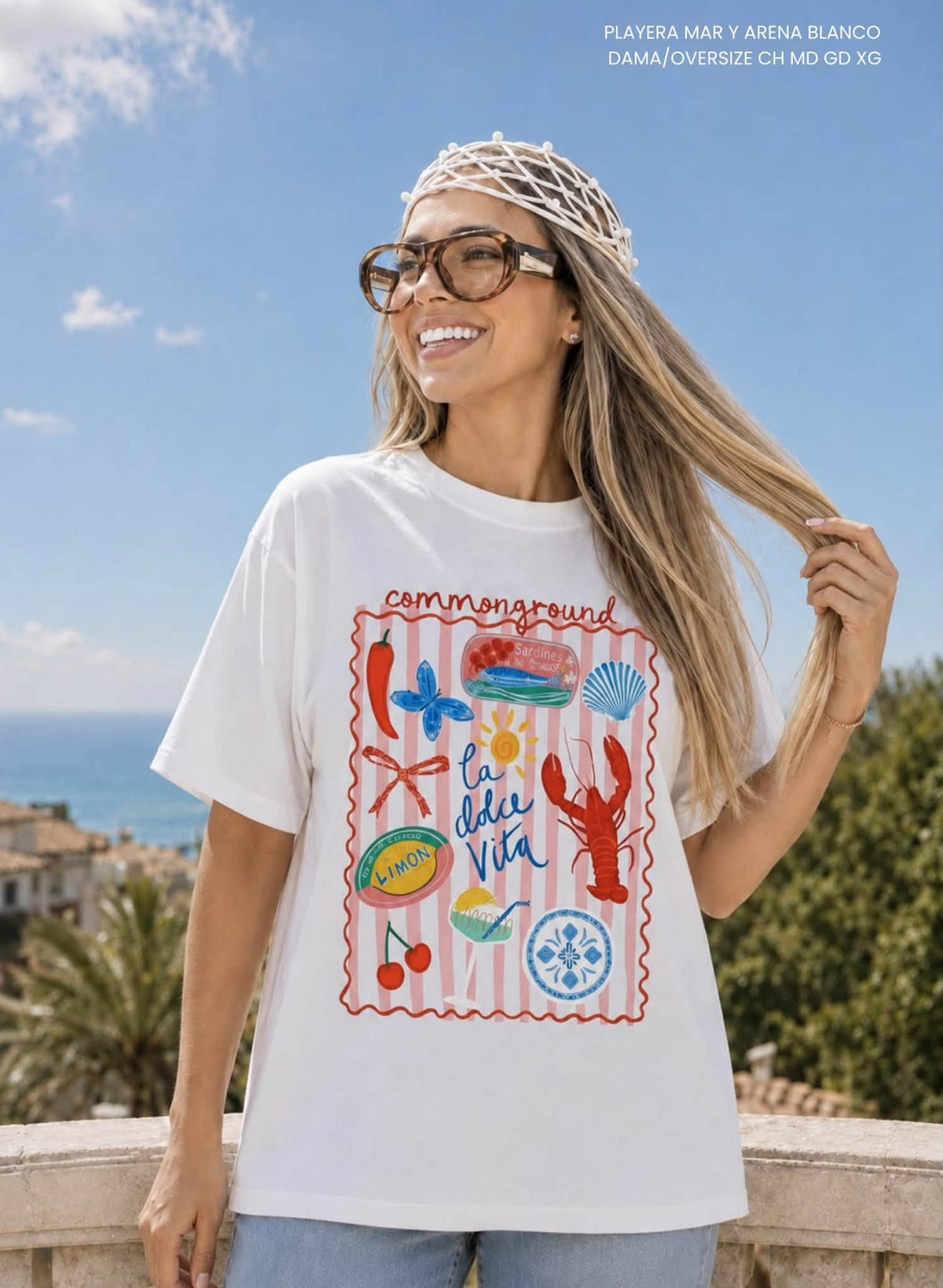 PLAYERA MAR Y ARENA BLANCO