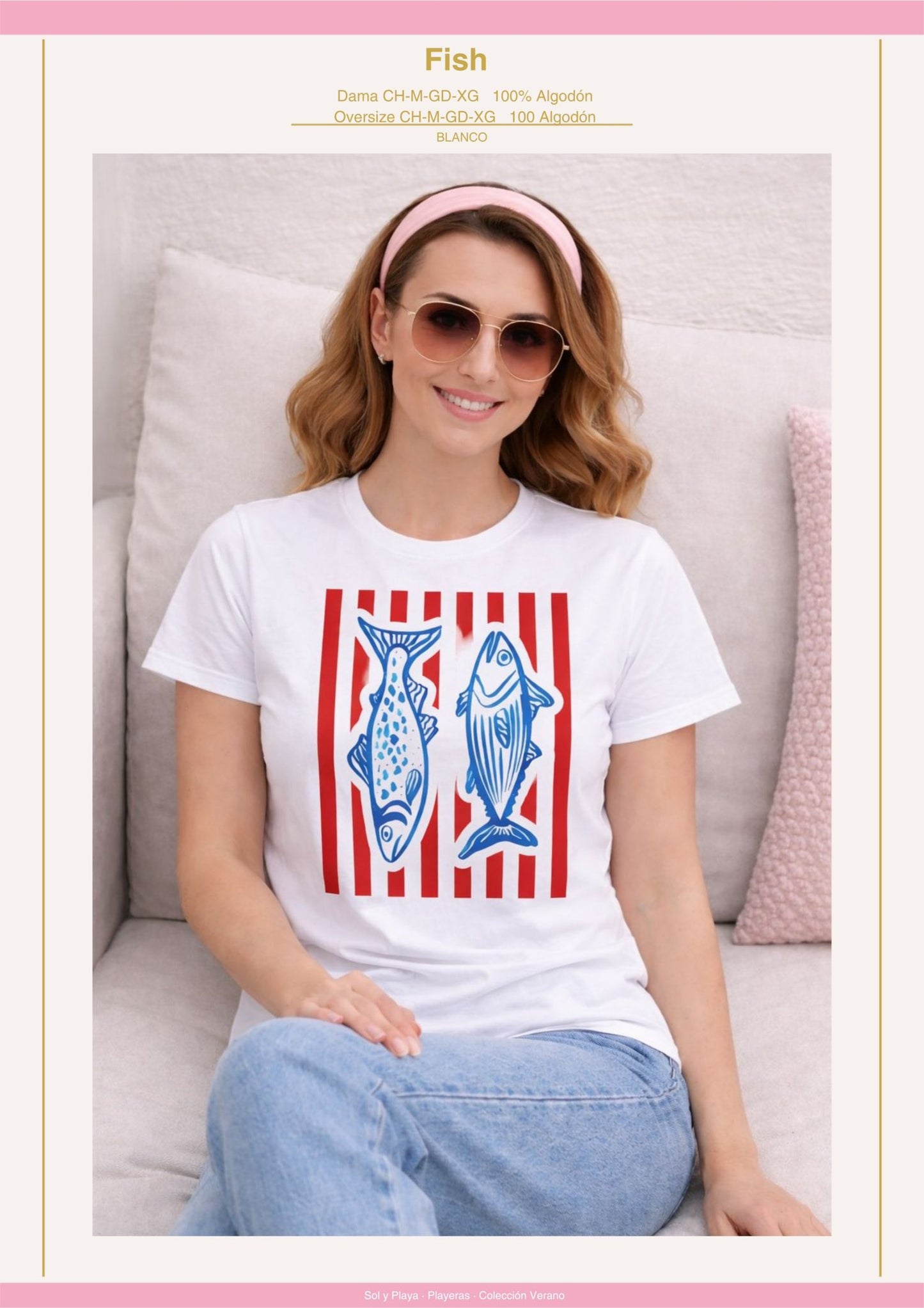 PLAYERA FISH BLANCO DAMA