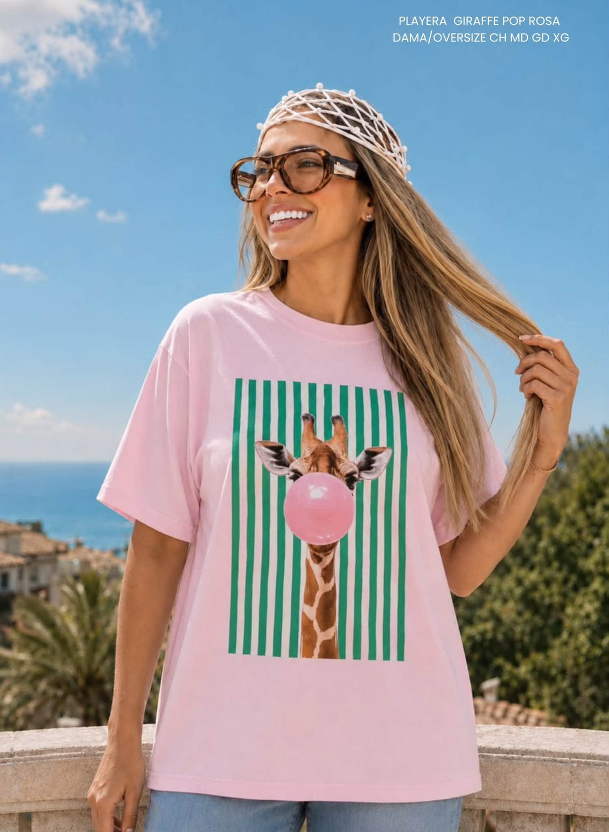 PLAYERA GIRAFFE POP ROSA