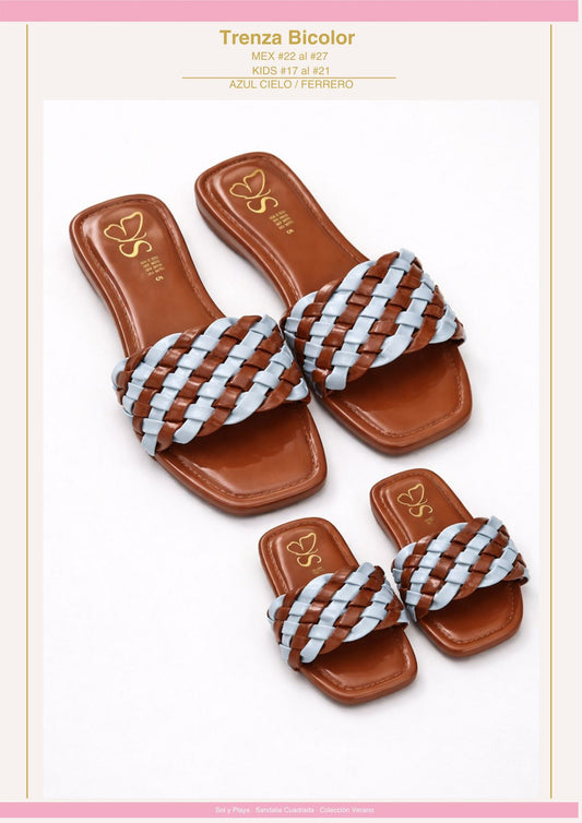CUAD TRENZA BICOLOR AZUL CIELO FERR KIDS