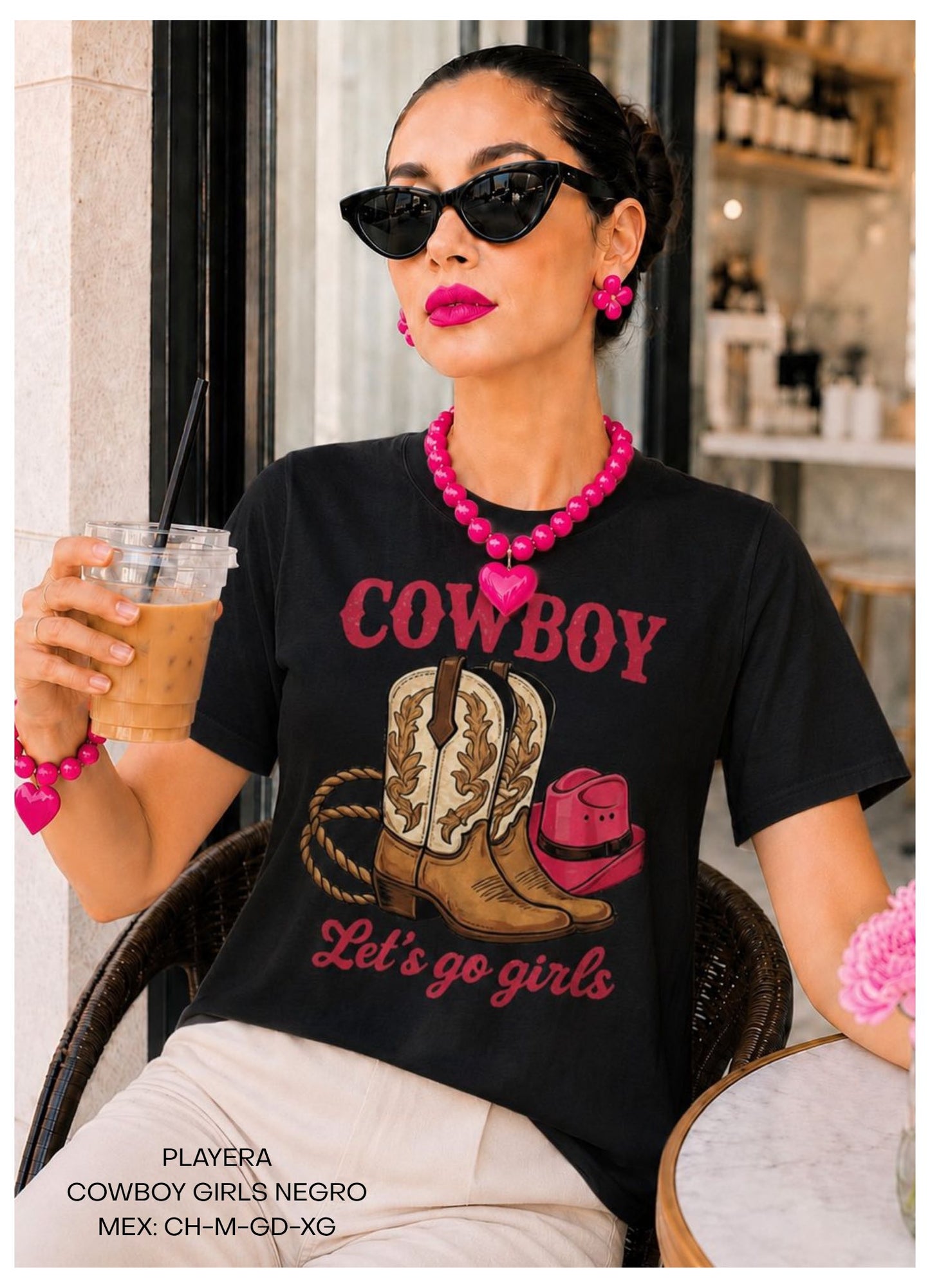 PLAYERA COWBOY GIRLS NEGRO