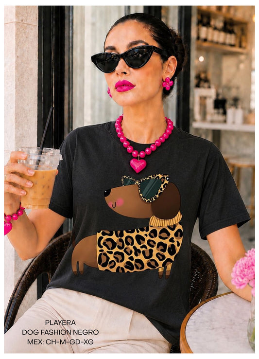 PLAYERA DOG FASHION NEGRO