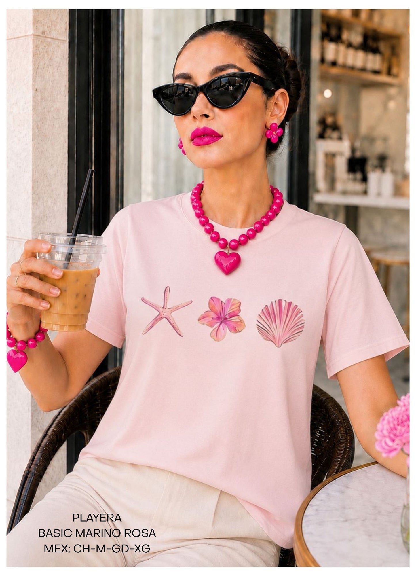 PLAYERA BASIC MARINO ROSA