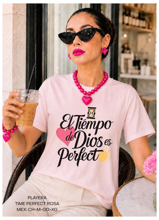PLAYERA TIME PERFECT ROSA