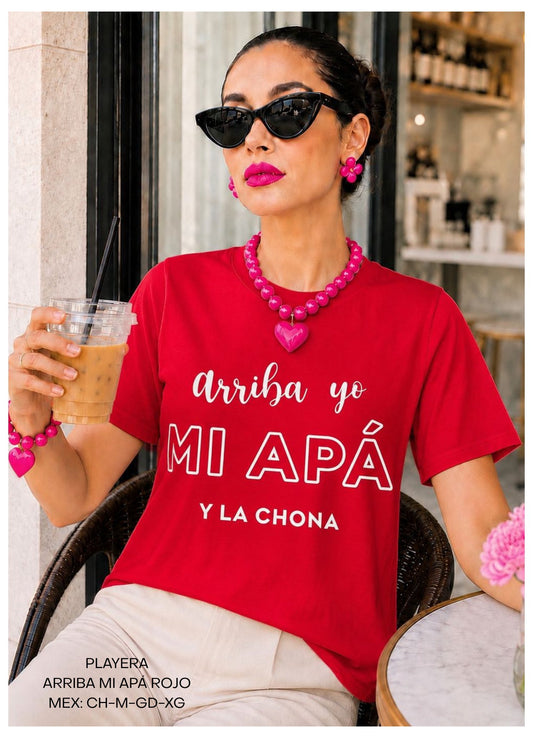 PLAYERA ARRIBA MI APA ROJO